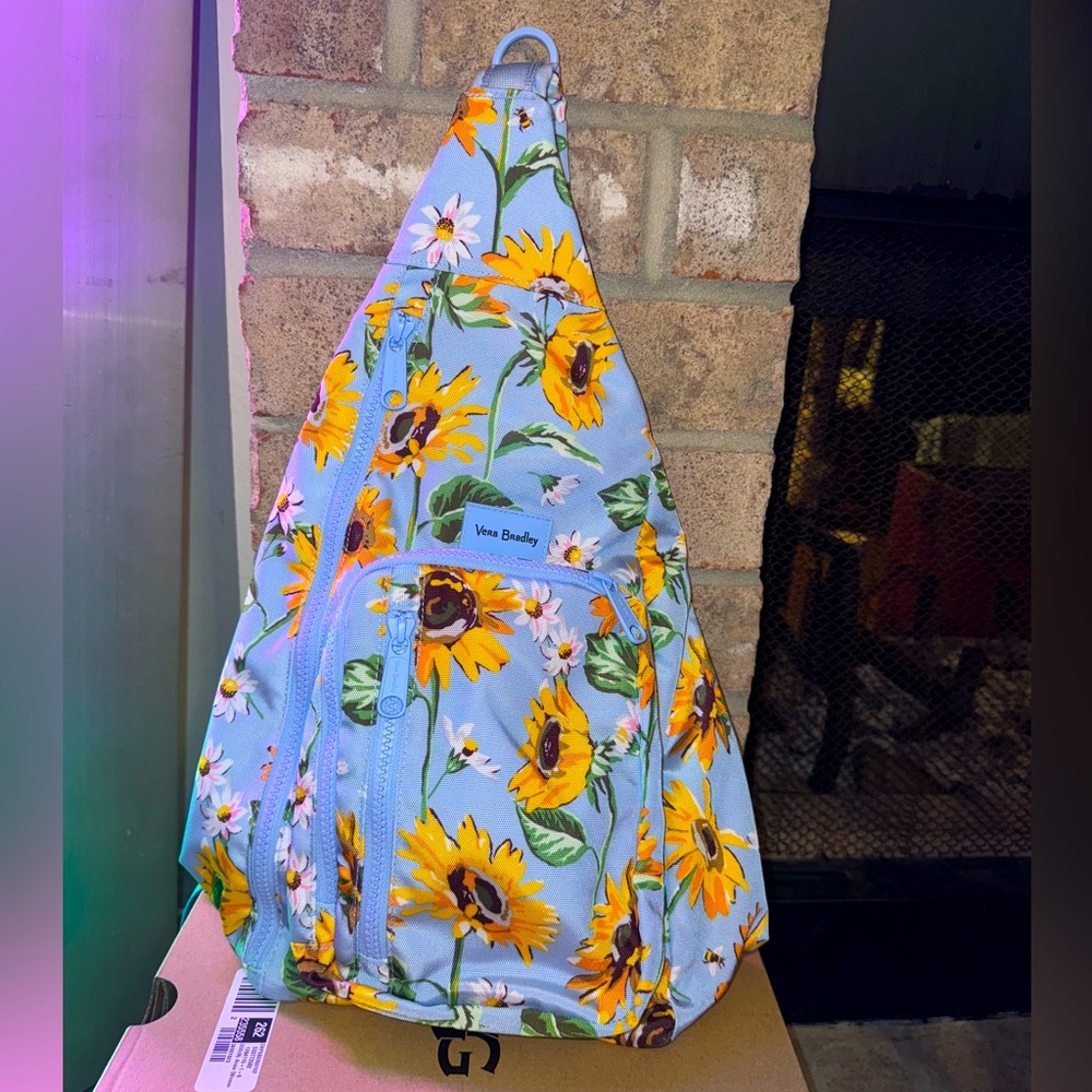 Vera Bradley Women's Recycled   Sling Backpack Sunflower Sky